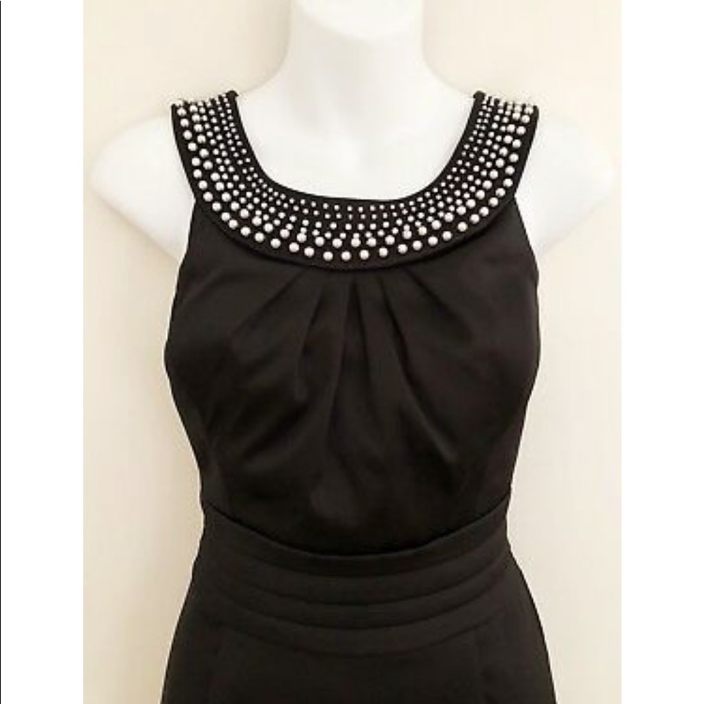 WHBM Black Pearled Neckline Dress Sz 0 - Picture 2 of 8
